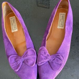 Armando Pollini Vibrant Purple Suede Flats With Leather Sole Italian Size 39